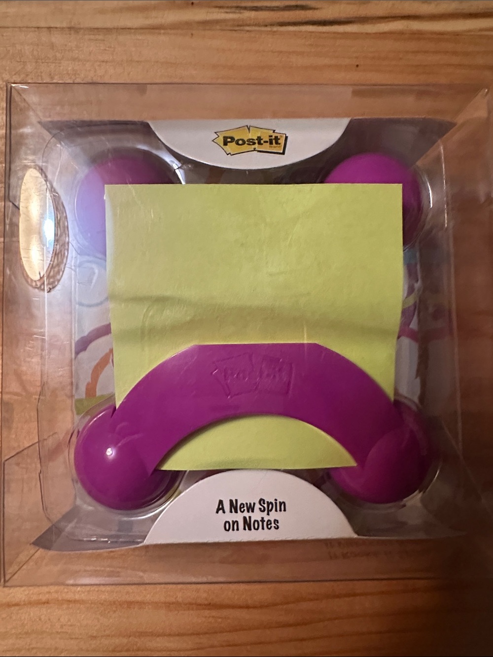 Post-it Purple Note Spinner with Lime Sticky Notes